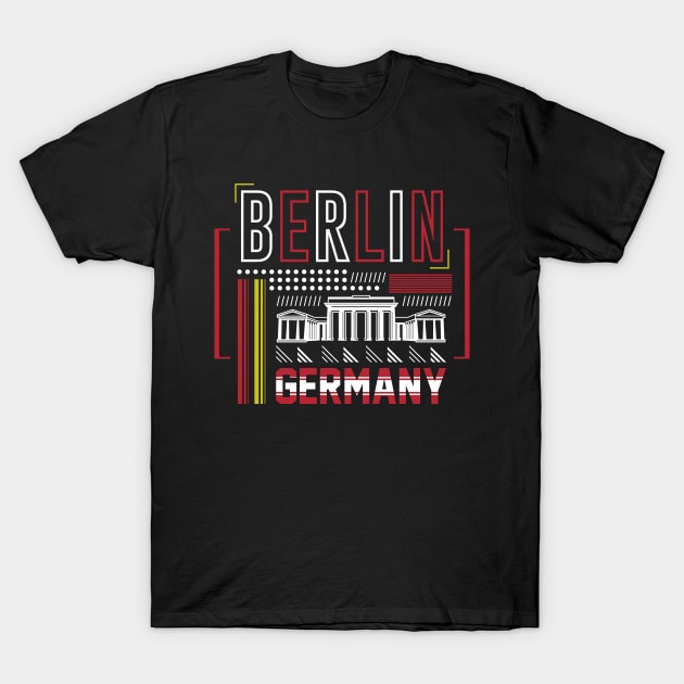 Retro Berlin Germany Brandenburg Gate Vintage Berlin T-Shirt by Now Boarding